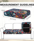 Outdoor Patio Cushion Covers 8 Pack Stretch Slipcovers For Sofa Cushions, washable paisley pattern with size guide illustration