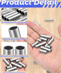 Stainless Steel Spacer Bushing Kit For M6 Unthreaded Spacers Three Popular Sizes In One Handy Must Have Set 6x8x10mm 6x8x20mm 6x8x30mm With Organized Storage Box Ideal For Wheel And Suspension Spacing Projects., 304 stainless steel unthreaded spacer bushings shown in hand