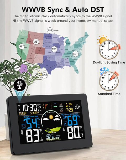 Dope Wireless Indoor Outdoor Weather Station With 7.5 Inch VA Display Remote Sensor Temperature And Humidity Weather Forecast