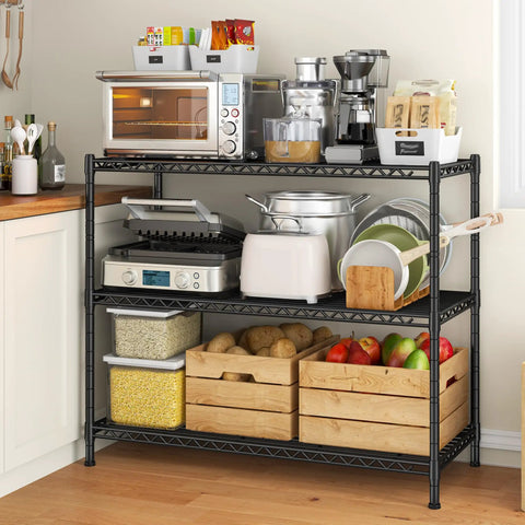 Hella Sturdy Three Tier Metal Shelving Rack Adjustable Heavy Duty Storage Unit Holds 468 Pounds Keep Your Spot Tidy Smart Organizer For Kitchen Pantry Laundry Garage Compact Corner
