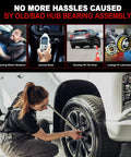 Mechanic inspecting wheel on car, addressing Audi Front Wheel Bearing Hub Assembly For A3 Q3 TT Golf GTI Jetta Passat issue.