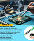 Technician using No Clean Soldering Flux Paste And Desoldering Wick Kit For Quick Electronics Repairs Pro Grade Rosin Flux on PCB.