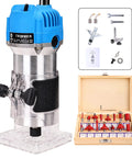 Pro Grade Palm Wood Router Kit With Edge And Roller Guides, 800W 110V Electric Trimmer, accessories, and storage case, DIY tools
