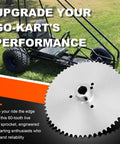 60 Tooth Go Kart Live Axle Sprocket For 40 41 And 420 Chain With One Inch Bore And Quarter Inch Keyway Nine Point Seven Five Inch Outer Diameter Compatible With Yerf Dog And Murray Go Karts Beefed Up Performance Upgrade shown with go-kart