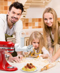 Family using Pasta Maker Attachment For Stand Mixer With 6 Shapes Of Pasta Outlet Durable Accessory For Homemade Noodles