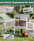Mobile Chicken Coop With Wheels Weatherproof Large Hen House Chicken Tractor With Nesting Box Roosting Bars and Sliding Windows