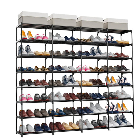 Beefy 8 Tier Large Shoe Rack Holds 64 Pairs With Heavy Duty Shelving And Adjustable Heights For Boots And Shoes Space Saving Organizer For Entryway Hallway Or Garage Easy Assembly