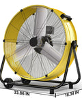 Heavy Duty 550W Industrial Drum Fan 30 Inch High Velocity Floor Fan With 3 Speeds 360 Degree Tilt 14000 CFM Metal Frame