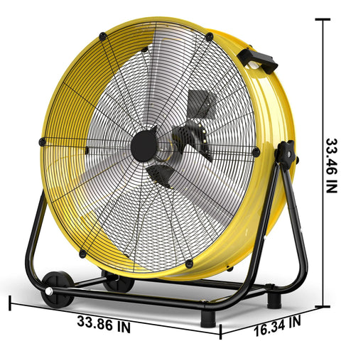Heavy Duty 550W Industrial Drum Fan 30 Inch High Velocity Floor Fan With 3 Speeds 360 Degree Tilt 14000 CFM Metal Frame
