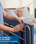 Vinyl Bed Rail Pads 60 Inch Long By 15 Inch High Reinforced 2 Inch Thick with elderly patient in healthcare setting