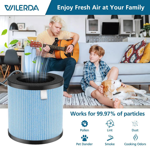 Replacement Filter For POMORON Air Purifiers 4 Stage HEPA Filtration With Activated Carbon, filter in living room setting