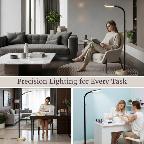 Adjustable Floor Lamp With Bendable Neck For Bedroom And Living Room, Full Spectrum Natural Sunlight LED Light in use