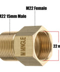 Universal M22 Pressure Washer Coupler Adapter 15mm Male To 14mm Female, 4500 PSI, brass fitting close-up view