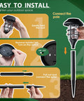 Assembly instructions for Outdoor Solar Pathway Lights 8 Pack Waterproof Landscape Lighting with cold white glow.