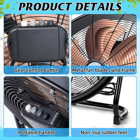 20 Inch High Velocity Industrial Drum Fan With 5703 CFM Heavy Duty Metal Construction 6 Steel Blades Product Details