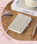 Bling Rhinestone Notebook Set Glitter Pocket Journal With Crystal Pen Mini Diamond Diary Hardcover For Women A6 Size Silver