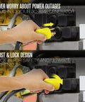 Heavy Duty 30 Amp L6 30 Generator Cable 25 Foot Extension Cord With 3 Prong 250V NEMA Twist Lock RV Ready in use close-up