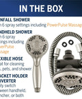 12-Mode 2-In-1 Dual Shower Head System With 5-Foot Hose And PowerPulse Therapeutic Massage Brushed Nickel Finish components