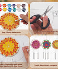 DIY Mandala Wind Chimes Craft Kit for Kids Color Your Own Wind Chimes With Wood Hanging Ornaments 24 Sets assembly steps