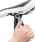 MWR Set Ratcheting Metric Wrench Set With 6mm And 17mm Wrenches in use adjusting bicycle seat with chrome vanadium steel tool.