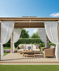 Adjustable Outdoor Tension Curtain Rod 41 To 144 Inch No Drilling No Tools Needed 1.26 Inch Diameter on gazebo curtains