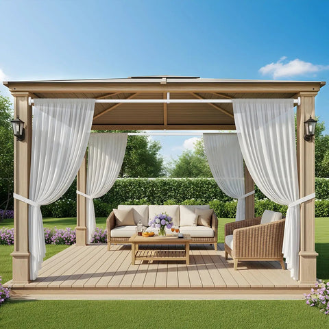 Adjustable Outdoor Tension Curtain Rod 41 To 144 Inch No Drilling No Tools Needed 1.26 Inch Diameter on gazebo curtains