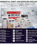 OSHA Compliant First Aid Kit For 10 Person Type III ANSI Class A 111 Piece Emergency Kit displayed with contents visible