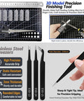 All In One 82 Piece 3D Printer Tool Kit In Durable Case With PTFE Cutter Deburring Tools featuring stainless steel tweezers, scissors, and ruler