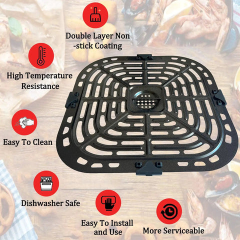 No Mess Game Changer Air Fryer Crisp Plate And Grill Rack Built For Instant Pot Vortex Plus 5 8 Qt and 6 Qt XL Models, non-stick design.