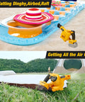20V Max Battery Powered Cordless Leaf Blower And Vacuum Combo inflating raft and deflating air mattress on grass
