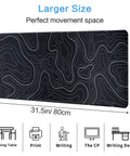 Top view of Large Topographic Gaming Mouse Pad 31.5 By 11.8 Inches With Smooth Surface Grippy Non Slip Base And Stitched Edge