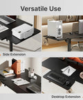 Heavy Duty Desk Extender Tray With Secure Laptop Holder And Generous Extra Surface Solid Keyboard Shelf That Seriously Levels Up Your Home Office Flex In Sleek Black, showcasing versatile use for printers and gear.