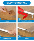Step-by-step installation of Clear 0.6 Inch Edge Protector Strips Thickened Silicone Soft Corner Guards with Upgraded Pre Taped Strong Adhesive