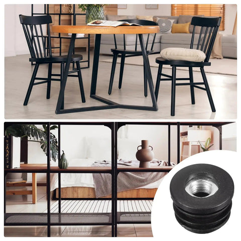 Round Tube Inserts With M8 Thread For 22mm Tubes Black Plastic Plugs Caster Inserts End Caps For Furniture Legs Chairs Desks DIY Projects Eight Pack Built Tough Easy Install No Fuss Leveling