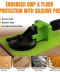 Floor Gap Fix Tool Kit With Suction Cup And Rubber Mallet for floating floors repair on green silicone pad.