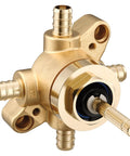 U361X M CORE 3 Or 6 Function Transfer Valve With Crimp Ring PEX Connections, brass shower valve front view