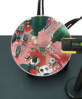 Handsfree Oscilloscope Probe SQ100 100MHz measuring PCB with spring-loaded needle and flexible grounding on workbench.