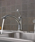 Linden Single-Handle Kitchen Faucet With Side Sprayer In Brushed Nickel, Diamond Seal Technology, modern sink installation
