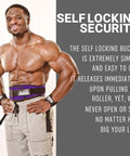 Muscular man demonstrating Heavy Duty 6 Inch Nylon Weight Lifting Belt For Powerlifting And Strength Training with self-locking buckle.