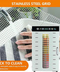 Top Tier Kitchen MVP Heavy Duty Electric Food Dehydrator With Rust Resistant Stainless Steel Trays and easy clean grids.