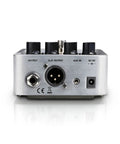 Back view of Pocket Amp MK2 Analog Guitar Preamp And DI Box with multiple outputs for electric guitar and bass connections.