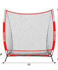 Front view of 6x6 Ft Baseball Practice Net With 3 Targets, Portable Batting Hitting Pitching Throwing Net for Kids Indoors or Outdoors