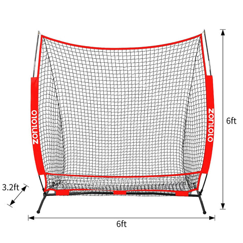 Front view of 6x6 Ft Baseball Practice Net With 3 Targets, Portable Batting Hitting Pitching Throwing Net for Kids Indoors or Outdoors