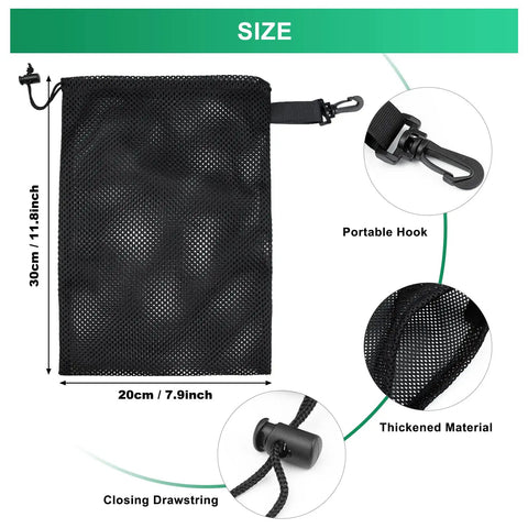 10 Pack Mesh Drawstring Bags With Clips Grab And Go Portable Nylon Storage Pouches for toys and sports gear, 7.9 by 11.8 inches