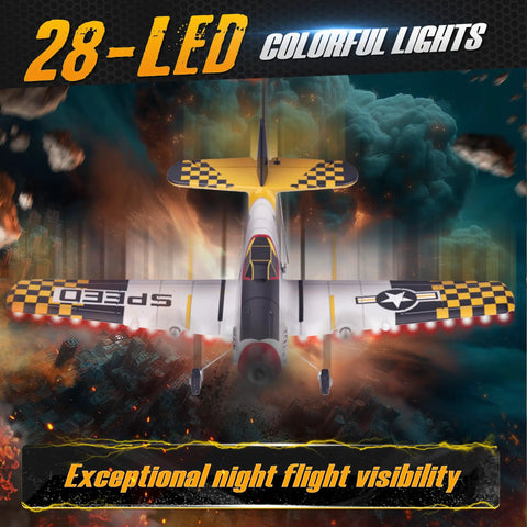 Starter-Friendly RC Plane For Kids And Grownups With 6-Axis Gyro flying with 28 LED colorful navigation lights