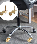 Heavy Duty Brass Caster Wheels Set For Furniture, Silent Universal Stem Casters, 2 Pack installed on office chair