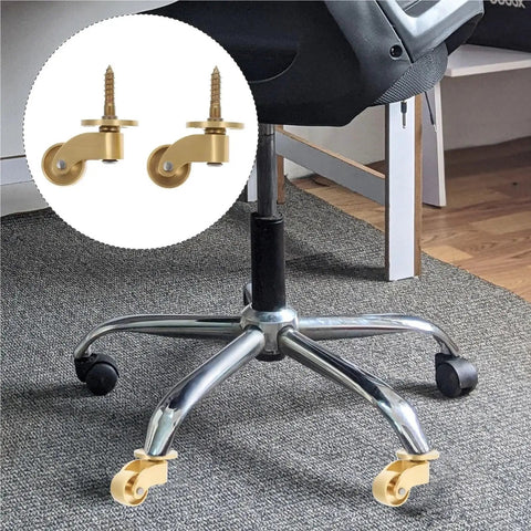 Heavy Duty Brass Caster Wheels Set For Furniture, Silent Universal Stem Casters, 2 Pack installed on office chair