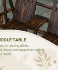 Wooden Porch Swing With Stand Two Seat Patio Swing Chair With Center Table For Garden Poolside Backyard Outdoor Adirondack Rustic Fir Log Design With Carbonized Finish, focusing on center table detail.