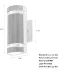 2 Pack Up And Down Outdoor Wall Lights Aluminum Weatherproof Black Finish 3000K 5W ETL Certified Easy Install Semi Cylinder Design diagram