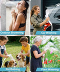 Portable Camping Shower Pump With 7800mAh Battery used for showering, car washing, pet bathing, and plant watering